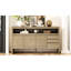 Buffet de 60 po en U, placage de frêne, tiroir de rangement polyvalent à 3 portes, solide et moderne, parfait pour la maison