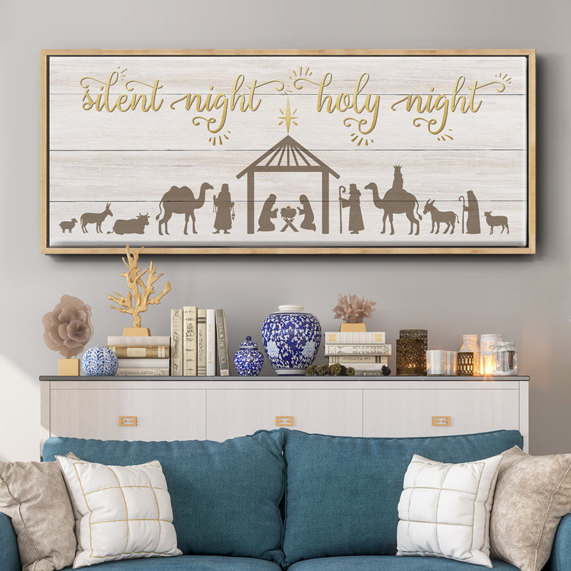 Silent Night Nativity- Framed Canvas, 24" H x 60" W