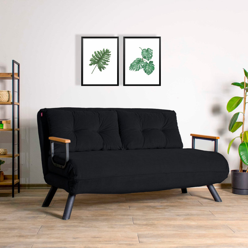 Sherri-Ann 54.3" Upholstered Sleeper Sofa, Black