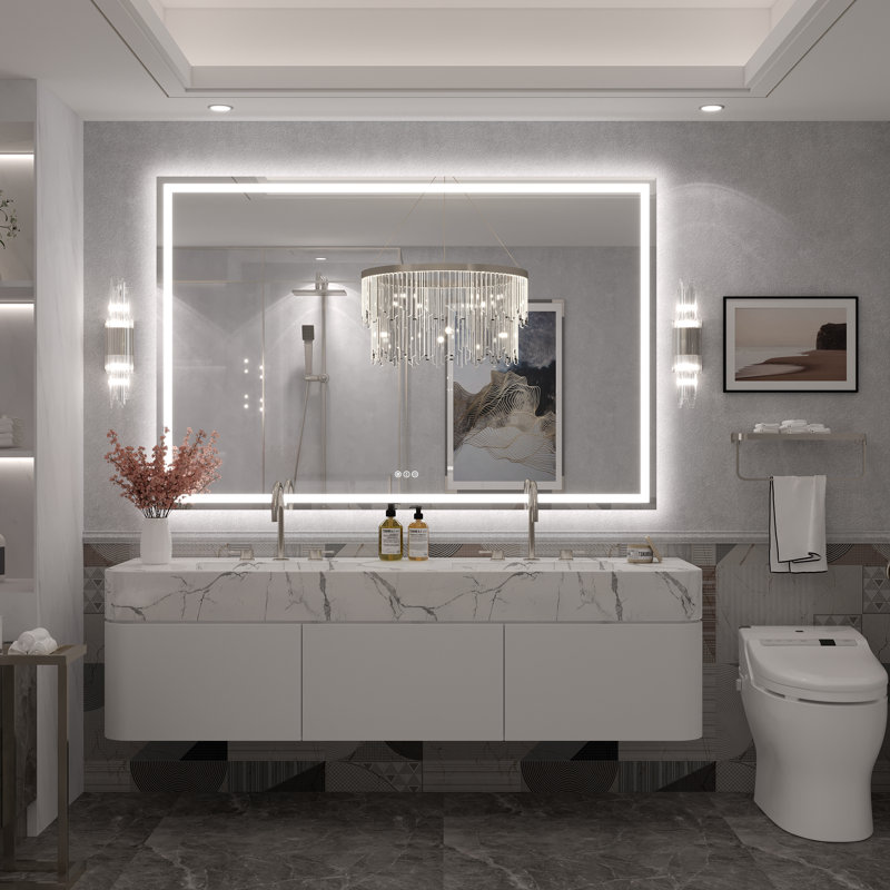 Miroir de salle de bain Molly Framelss, 60 po x 40 po, Transparent