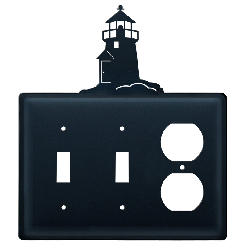 Lighthouse 3-Gang Duplex Outlet / Toggle Light Switch Combination Wall Plate