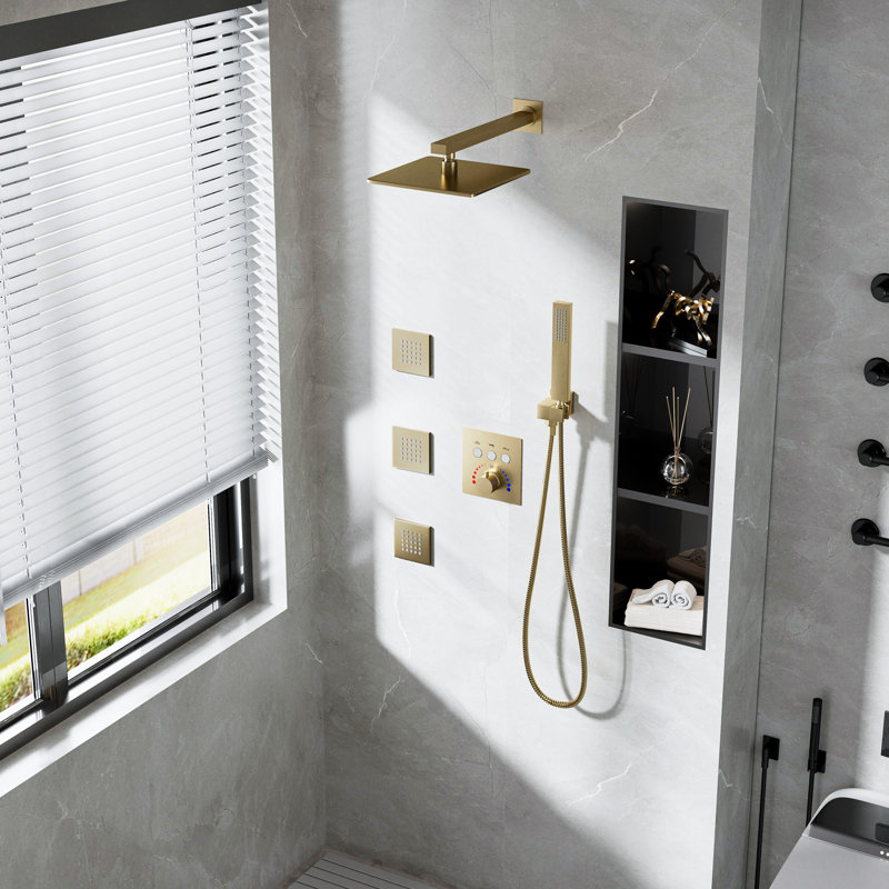All-In-One Kit with Rough in-Valve, Brushed Gold