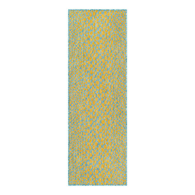 Animal Print Machine Woven Polypropylene Indoor / Outdoor Area Rug in Yellow