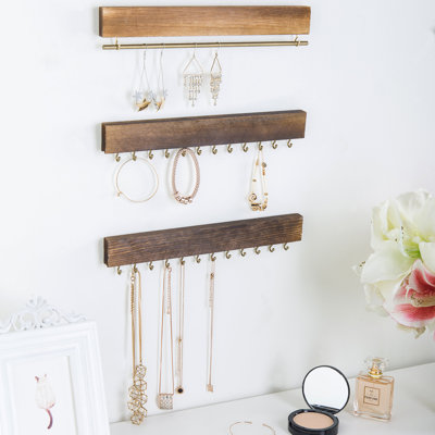 Lykins Solid Wood Wall Mounted Jewelry Box + Hooks