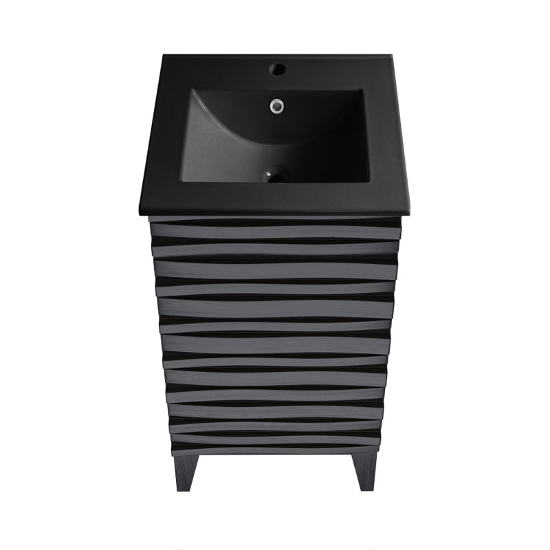 Cascade 18" Bathroom Vanity In Natural Oak, Black, Black