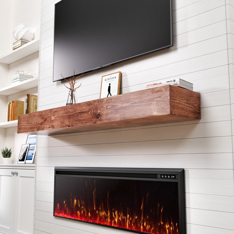 Handcrafted Rustic Solid Wood Fireplace Mantel, 72"