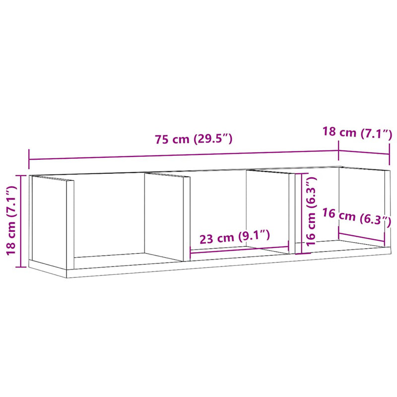 vidaXL Wall Shelf Floating Display Wall Mounted Shelf for Book Engineered Wood, Artisan Oak
