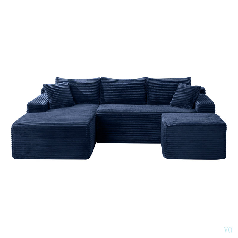 Canapé d'angle en forme de U Cloud de 240 cm avec assise profonde, aucun assemblage requis, canapé-lit modulable pour salon, chambre, appartement