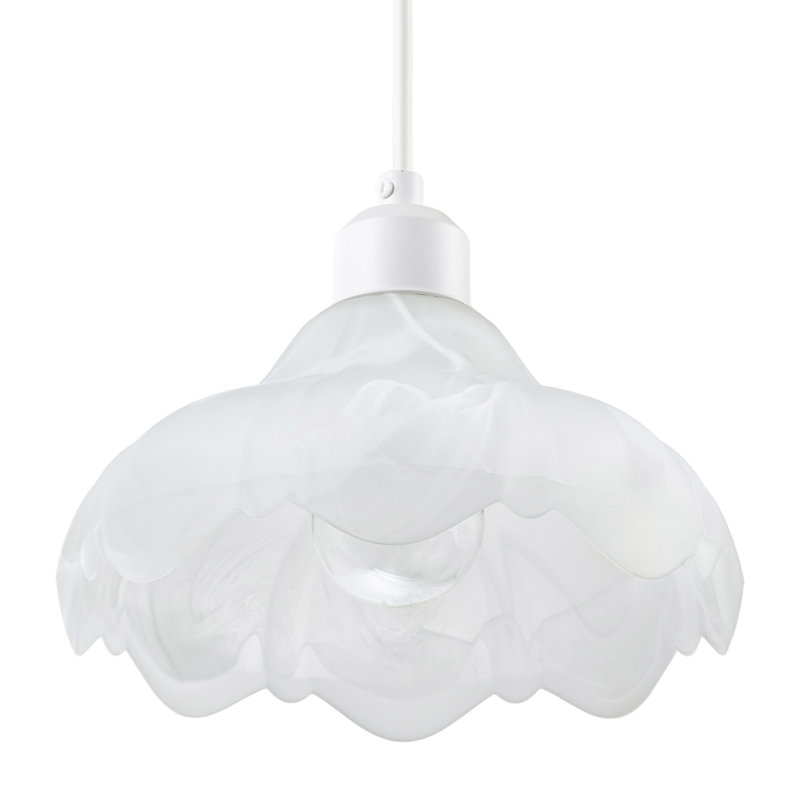 Sculptural Frosted Alabaster Glass Ripple Pendant Ceiling Light Shade By 