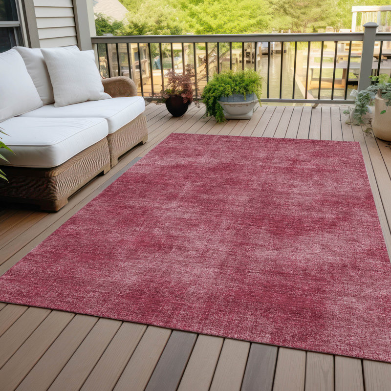 Orlena Red Washable Indoor-Outdoor Rug - , 8' x 10'