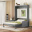 Grand lit escamotable mural avec coussin, gris