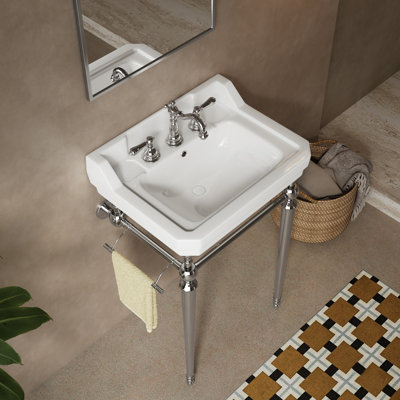 Freestanding Wall Mounted Single Bathroom Vanities Set With 3 Tap Holes