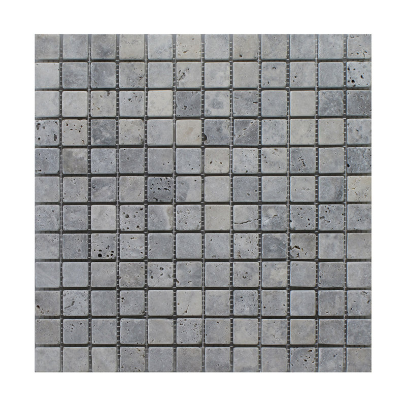 Silver Trevertine 1" x 1" Marble Grid Mosaic Wall & Floor Tile