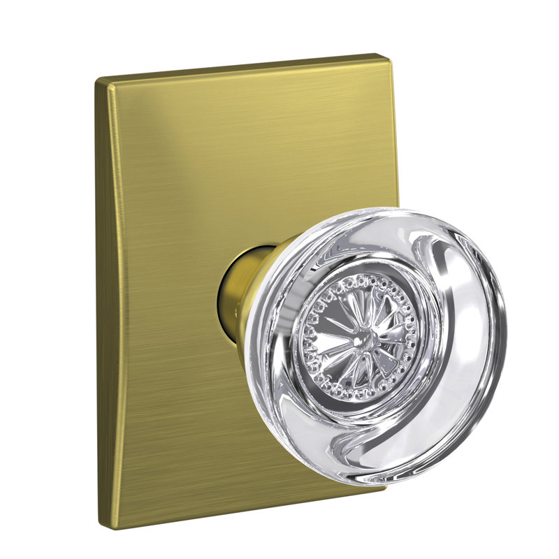 Hobson Non-Turning Glass Knob with Century Trim, Satin Nickel