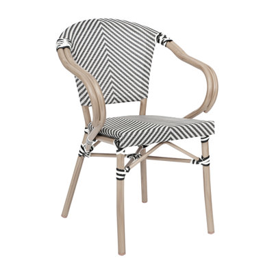Chiles All-Weather Commercial Paris Chair with Arms and Metal Frame
