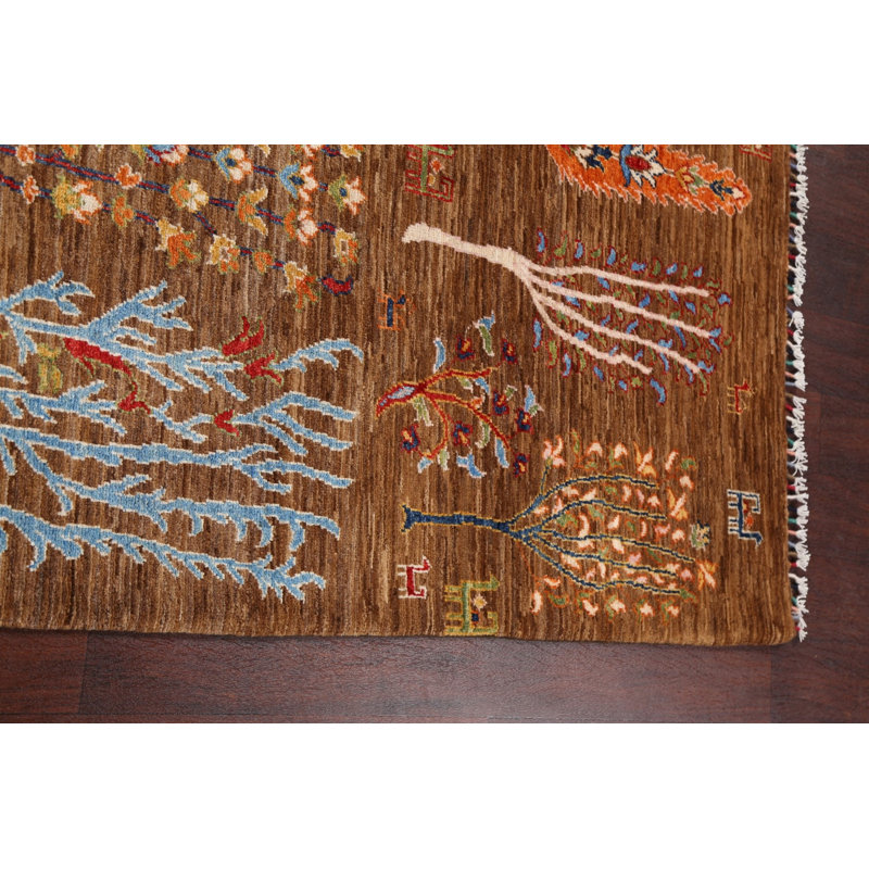 Tapis oriental à motif de légumes Kazak noué à la main 6 x 8