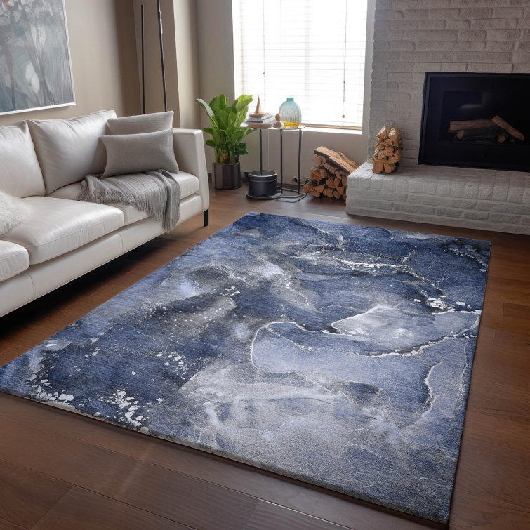 Premium Machine Washable Cerrito AMF518 Navy Rug