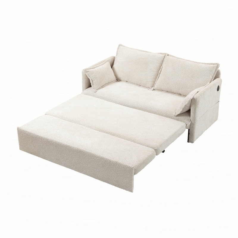 Pull Out Sofa Bed,corduroy Convertible Sleeper Sofa Couch,Side Storage,and USB/C-TYPE Charging Ports Chair for Living Room,Bedroom,Apartment