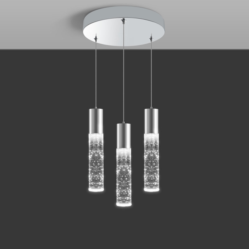 Luminaire suspendu rond à 3 lumières à intensité variable pour îlot de cuisine 
