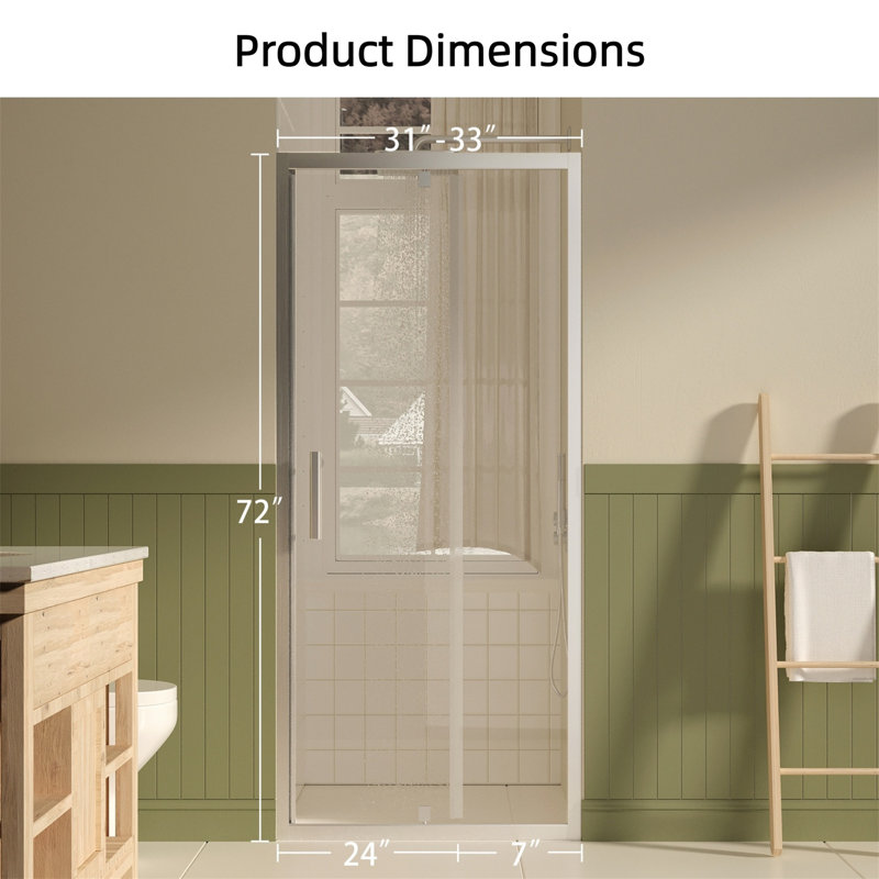 31-33-Inch Brushed Nickel Pivot Shower Door, Brushed Nickel