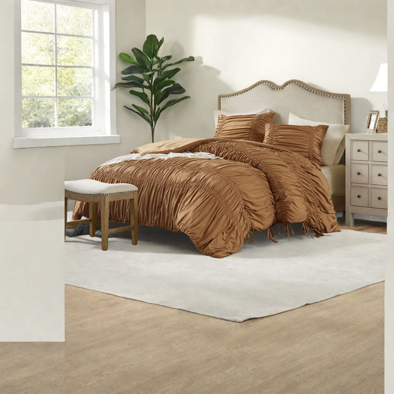 soft King Bedding Set, Brown Microfiber, French Country Style