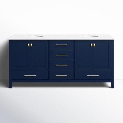 Lamborn 72'' Double Bathroom Vanity with Engineered Marble Top