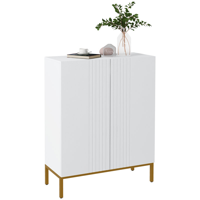 Shoe Storage Cabinet with Adjustable Shelves and Soft-Close Hinges