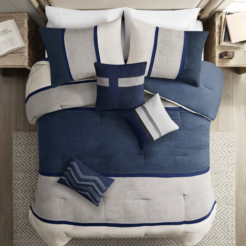 Édredon bleu très grand pour chambre à coucher 7 pièces