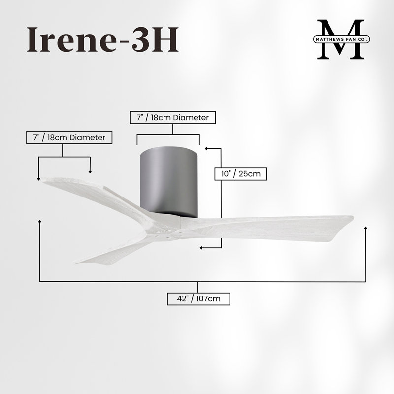Irene Ceiling Fan, Brushed Nickel, Matte White, 42"