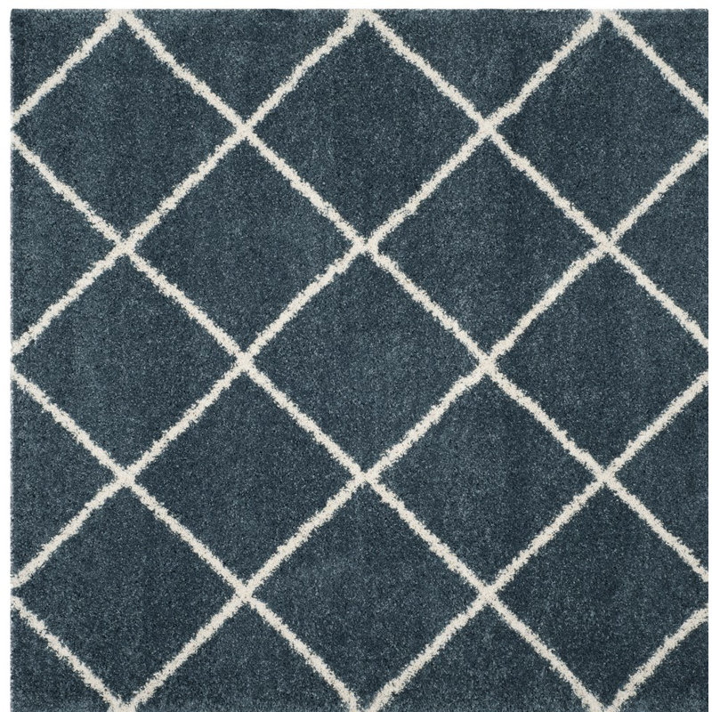 Humberto Hudson Shag Performance Geometric Rug, Square 11', Slate Blue/Ivory