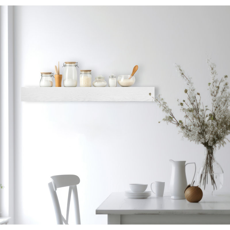 Chierika Oak Accent Shelf, White, 4" H x 37" W x 4" D