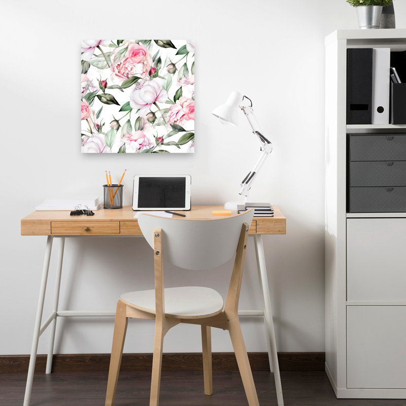 Aquarelle, pivoines roses, fleurs de pivoines romantiques délicates et élégantes, H 18 po x l 18 po