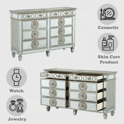 Commode 8 tiroirs Varian, miroir
