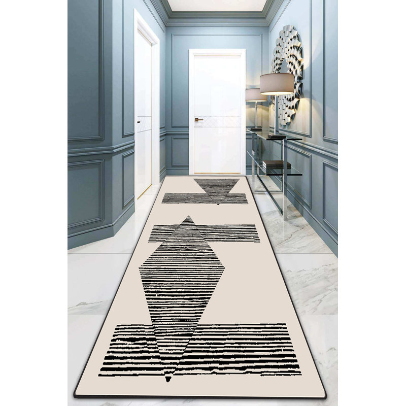 Non-Slip Hall Carpet (3.3 x 9.8 ft), 100% Polyester, 10 mm Pile Height, Antibacterial, Machine Washable | Durable Dot Base, 2.1 lbs/sq yd | Perfect for High-Traffic Areas, Easy Care & Stylish Design