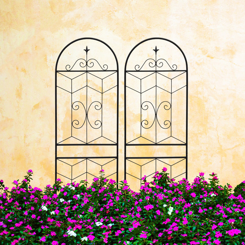 Ensemble de 4 treillis de jardin en métal 71 po x 19,7 po - Support de plante d'extérieur noir antirouille pour rose 4 fleur de concombre 71 po x 19,7 po