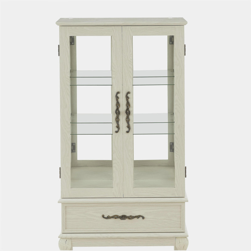 Armoire vitrée avec porte vitrée Curio, Antique White
