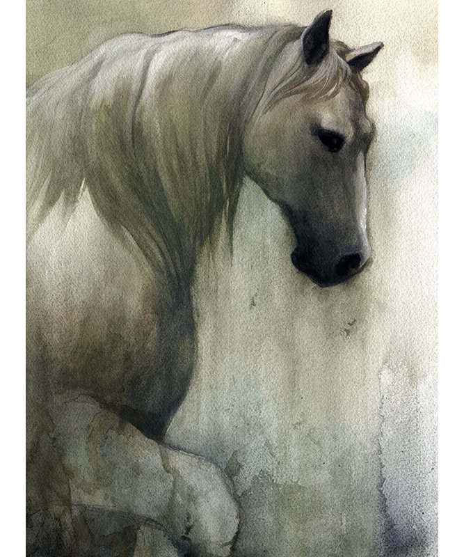 «Noble Steed» par Emma Brooks - impression sur toile tendue, Image au pinceau gel, H 41 po x l 30 po x P 1,5 po
