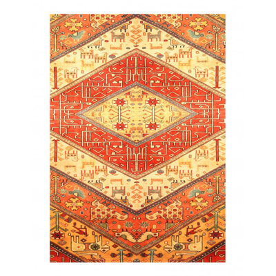 Shemena Hand Knotted Area Rug in Gold