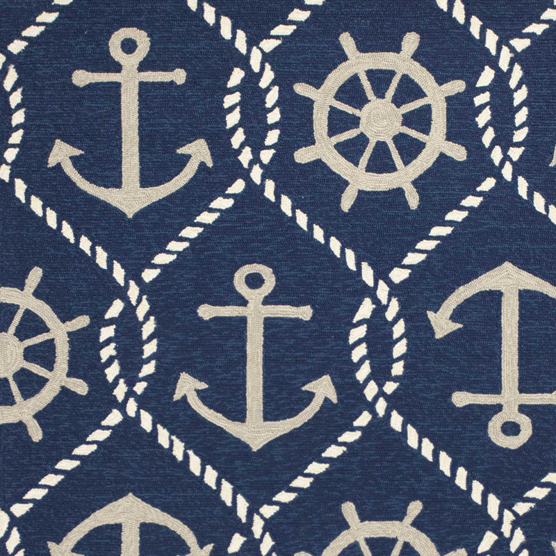 Buckwalter Navy Blue Nautical Handmade Indoor Outdoor Area Rug, Rectangle 7'6" x 9'6"