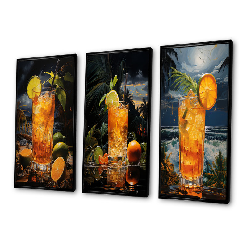 Hurricane Horizon Cocktail Harmony, Black Floater Framed, 40" H x 60" W