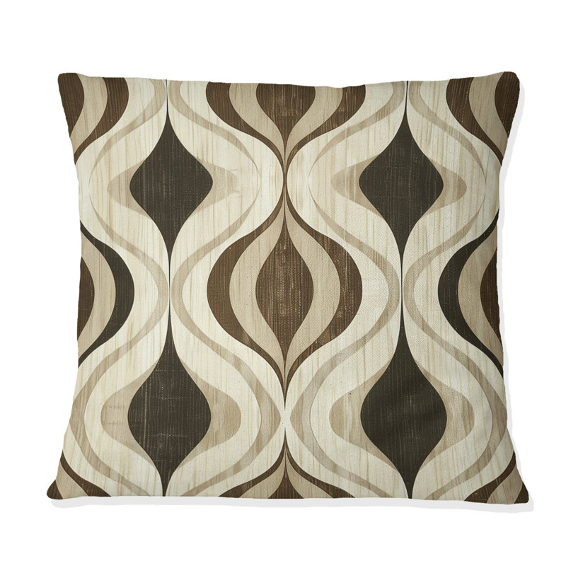 Coussin décoratif brun et beige Ogee Patterns III, H 18 po x l 18 po