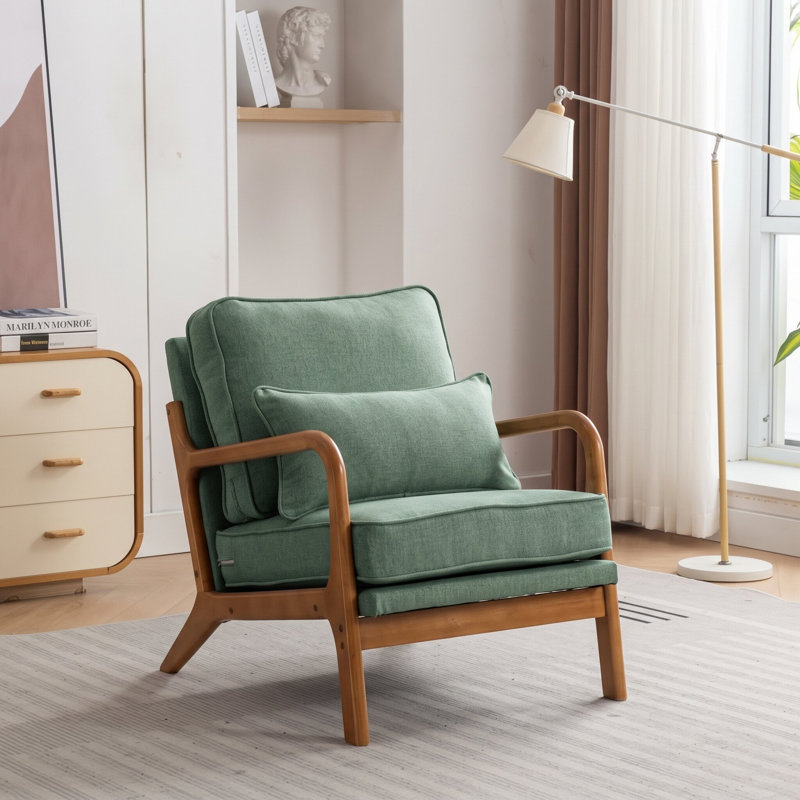 Fauteuil rembourré, Lin vert foncé