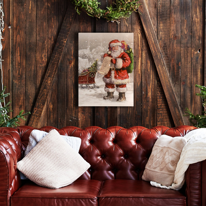 Art mural lumineux à piles Père Noël