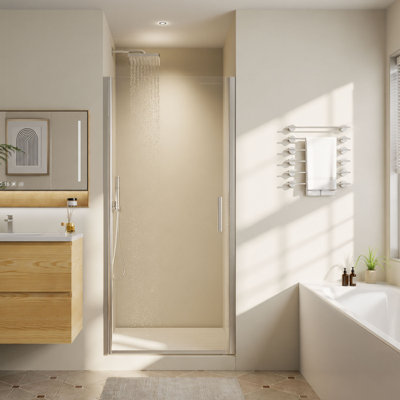 34-35.4" W x 72" H Pivot Shower Door with 1/4" 6mm Tempered Glass, Chrome