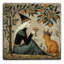 Art mural rétro sur toile tendue sorcière et chat royal-1246814535