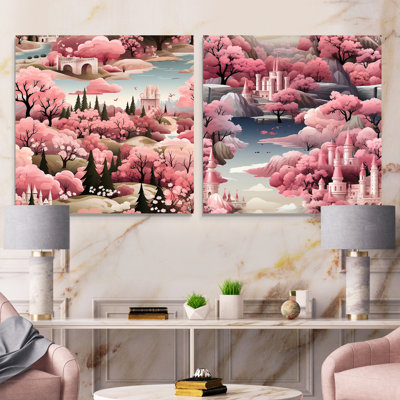 Conte de fées château pour fille - ensemble d'art mural en verre acrylique pour enfants