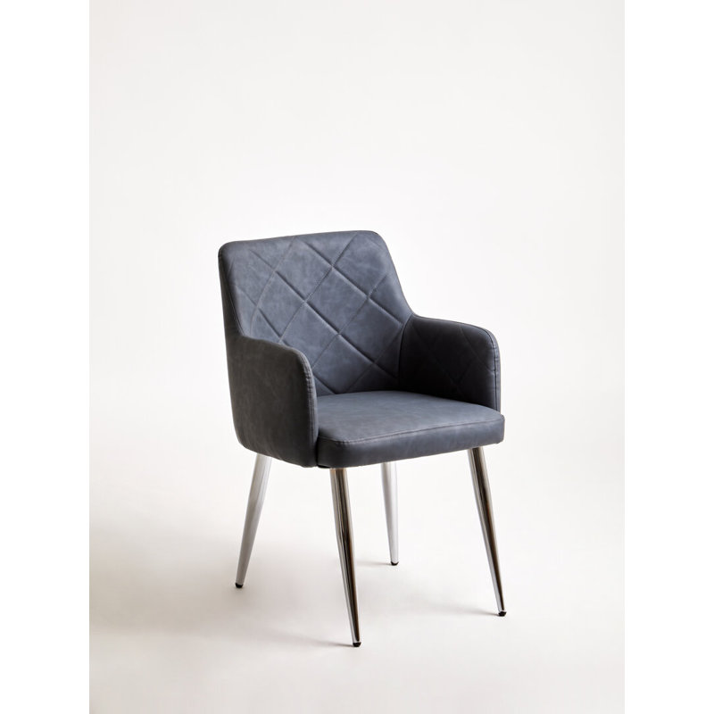 Tufted Polyester Upholstered Side Chair in Silver, Grey