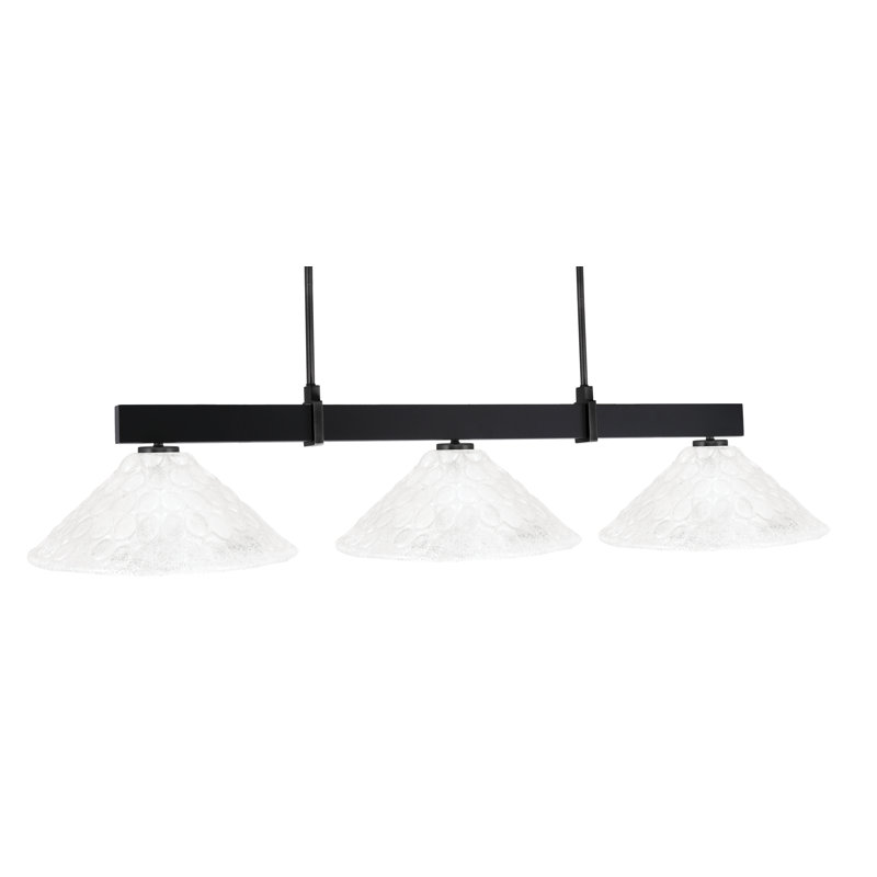 Bar 3 lumières Raheemah Wellington, Noir mat, Transparent, H 10,5 po x l 16 po x P 16 po