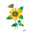 Butterfly and Sunflower - Painting on Canvas-744767652