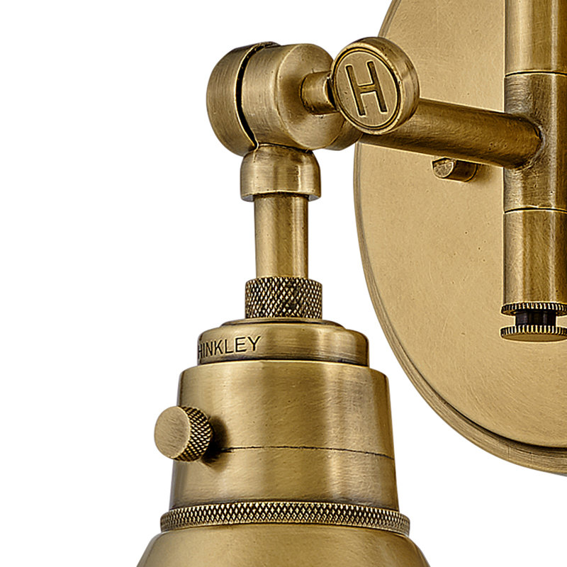Arti 7.75-in Swing Arm Single Light Wall Sconce with On/Off Switch, Heritage Brass